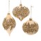KSA Pack of 6 Glass Gold Jeweled Ball Onion and Kismet Christmas Ornaments